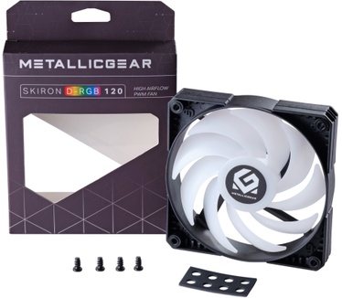 Metallic Gear Skiron MetallicGear SKIRON MG-F120 D-RGB PWM, 4-Pin High Airflow D-RGB Fan 120mm, Black Fan Frame with Matte White Blades, 120mm