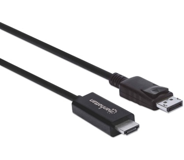 Manhattan DisplayPort to HDMI Cable, 4K, 1.8m, Male to Male, 4K@60Hz (3840 x 2160 at 60Hz), Black