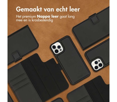 Accezz Premium Leather 2 in 1 Wallet Bookcase iPhone 12 (Pro) - Zwart