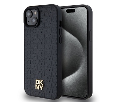 DKNY Repeat Stack Logo Back Case - iPhone 15 Plus (6.7") - Zwart Zwart