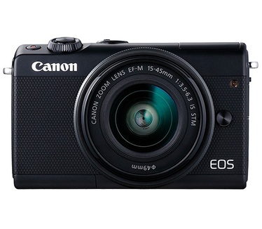 Canon EOS M100 Zwart + EF-M 15-45mm IS STM Zilver + Beschermhoes + irista 50 GB