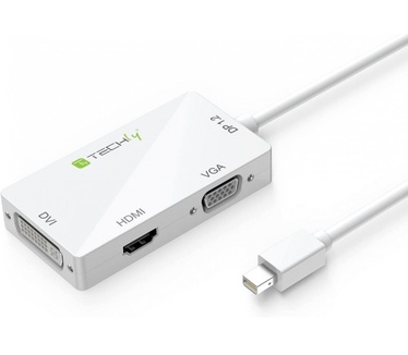 Techly Adapter 3 in 1 Mini DisplayPort (Thunderbolt) to HDMI / DVI / VGA IADAP MDP-COMBOF12 Wit