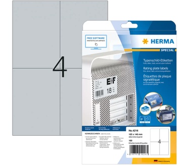 Herma Typeplaatje etiketten A4 105x148 mm zilver extreem vast hechtend folie mat 100 St.