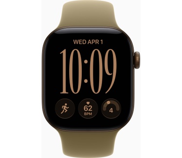 Apple Watch Watch Series 12 42mm 5G Brons (Donkergroene Rubberen Band M/L), Zwart (Zwart)
