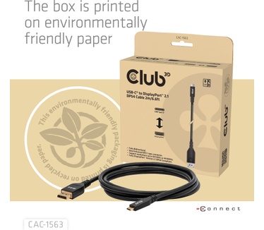 Club 3D CAC-1563 USB-C® to DisplayPort™ 2.1 DP54 Bi-Directional Cable 8K120Hz 2m / 6.6ft