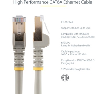 Startech.com CAT6a ethernet netwerkkabel Grijs