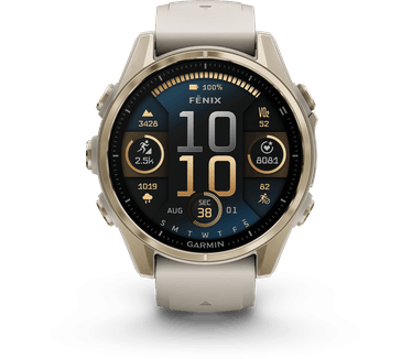 Garmin fēnix 8, 43mm, RVS body, Sapphire Glass, Goud (Beige)