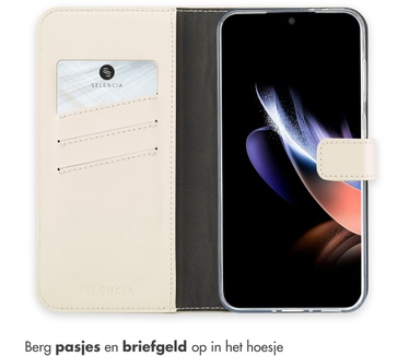 Selencia Echt Lederen Bookcase Samsung Galaxy A56 - Greige