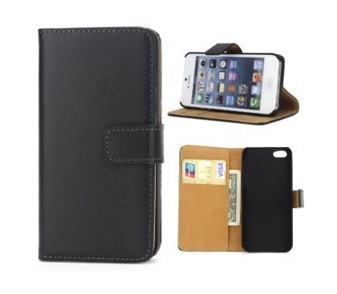 qMust Apple iPhone 5/5s Wallet Case - hoesje met stand - zwart
