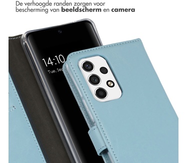 Selencia Echt Lederen Bookcase Samsung Galaxy A53 - Air Blue
