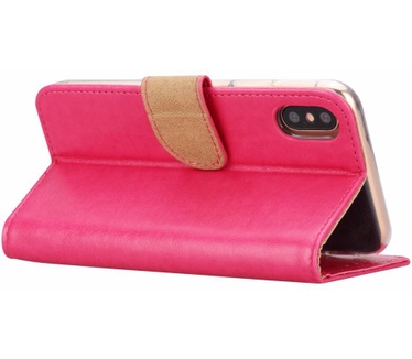 Luxe Lederen Bookcase hoesje voor de Apple iPhone XS - Roze (Apple iPhone XS) Roze
