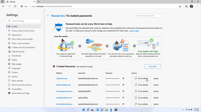 Microsoft Edge wachtwoord wijzigen