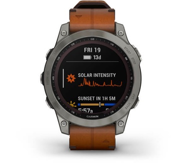 Garmin fēnix 7 Sapphire Solar (+ extra bandje) Titanium (Bruin)