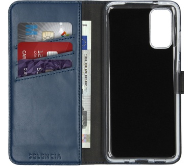Selencia Echt Lederen Bookcase Samsung Galaxy S20 - Blauw