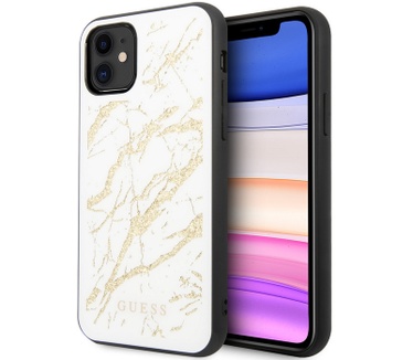 Guess Marble Glitter Hard Case - Apple iPhone 11 (6.1'') - Wit  Wit
