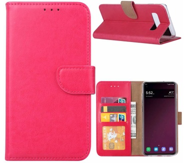 Luxe Lederen Bookcase hoesje voor de Samsung Galaxy S10 Plus - Roze (Galaxy S10 Plus) Roze
