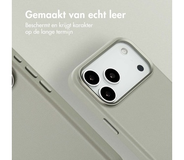 Accezz MagSafe Leather Backcover voor de Apple iPhone 18 Pro Max / 17 Pro Max - Light Grey