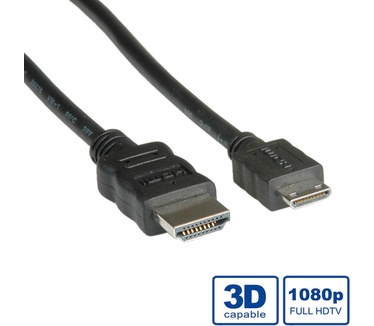 Value Monitorkabel HDMI High Speed HDMI Male - Mini HDMI Male 0,8m