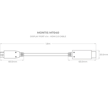 Montis Kabel DisplayPort v1.4 – HDMI v2.0 MT040