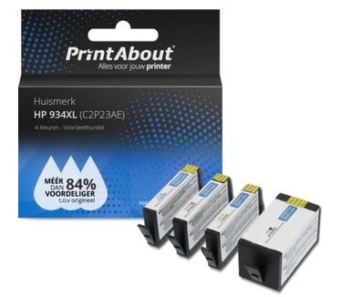 PrintAbout Huismerk HP 934/935XL (X4E14AE) Inktcartridge 4-kleuren Voordeelbundel Hoge capaciteit