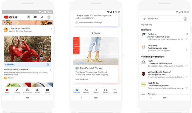 Ads in YouTube, Discover-feed en meer