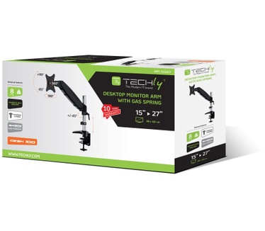 Techly Desk Tubular Gas Spring for Monitor 15-27 360mm Black" ICA-LCD 111-BK