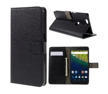 qMust Huawei Nexus 6P Wallet Case - hoesje met stand - Black