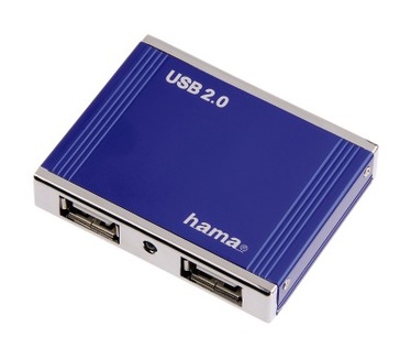 Hama USB 2.0 Hub Aluminium - Blauw