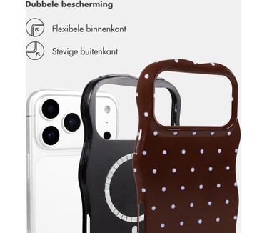 Selencia Vivid Wavy Backcover met MagSafe voor de Apple iPhone 17 Pro Max - Happy Dots Chocolate