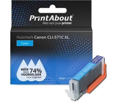 PrintAbout Huismerk Canon CLI-571C XL Inktcartridge Cyaan Hoge capaciteit