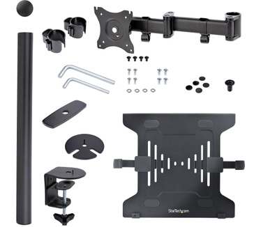 Startech.com Laptop Bureausteun, Monitor en Laptop Beugel, Schermen tot 34in (8kg) & Laptops (4.5kg), Gearticuleerde VESA Laptopsteun, Bureauklem/Doorvoertule