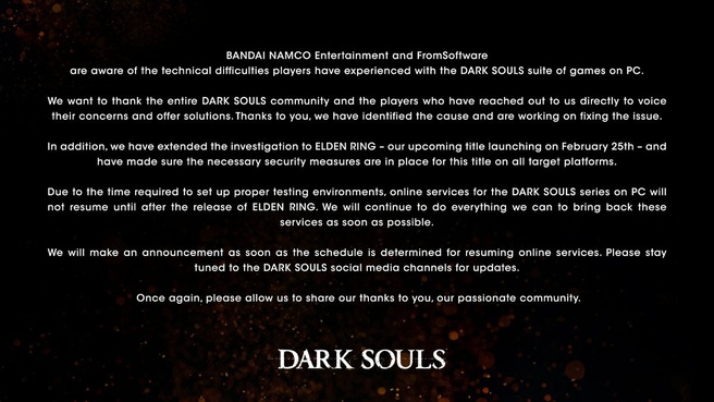 Bandai Namco en FromSoftware over rce-exploit en multiplayer in Dark Souls