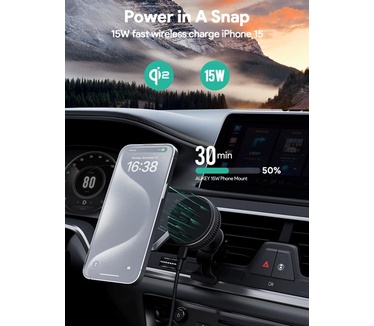 Aukey AUKEY HD-MC13A Mag Fusion Dash Pro Qi2 Draadloze Oplader Telefoonhouder met Actieve Koeling