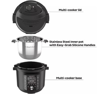 Instant Pot Pro 10 in 1 Electric Multi Cooker 1200W 5.7L - Pressure Cooker, Slow Cooker, Rice Cooker, Steamer, Sauté Pan, Steriliser, Yoghurt Maker, Sous Vide Device - Black Stainless Steel