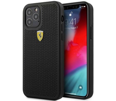 Ferrari Perforated Hard Case - iPhone 12 Pro Max (6.7") - Zwart Zwart