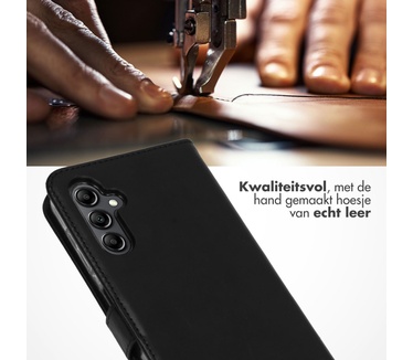 Selencia Echt Leren Bookcase Samsung Galaxy A14 (5G/4G) - Zwart