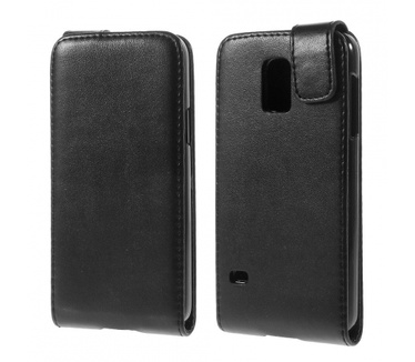 Kees Lederlook Flip Hoesje Samsung Galaxy S5 Mini - Zwart