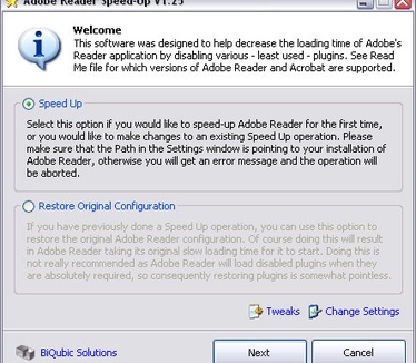 Adobe Reader Speed-Up 1.25 screenshot