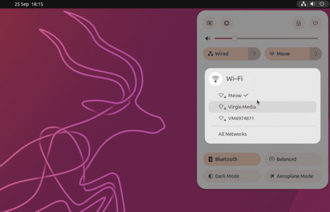 Ubuntu 22.10 Quick Settings