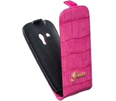 Guess Originele Flipcase Krokodil hoesje - Roze voor de Samsung Galaxy S3 Mini i8190 Roze