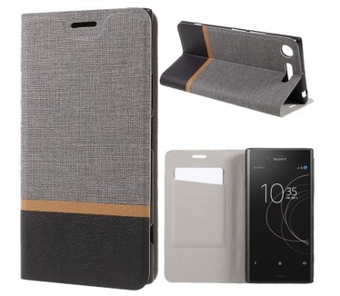 qMust Sony Xperia XZ1 Wallet Case - TPU frame - Grijs