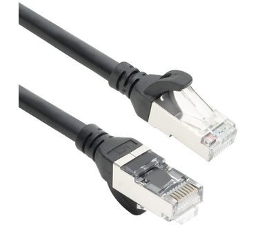 ACT Zwart 0,5 meter TPE S/FTP CAT6A ultra-flex patchkabel snagless met RJ45 connectoren