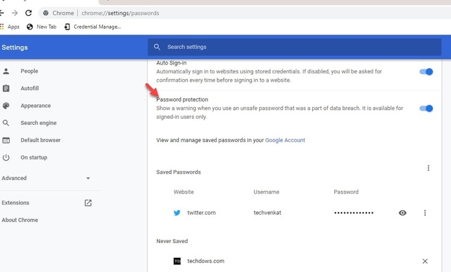Chrome 78 Canary password protection