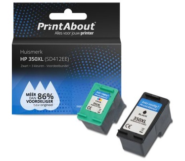 PrintAbout Huismerk HP 350XL+351XL (SD412EE) Inktcartridge Zwart + 3 kleuren Voordeelbundel Hoge capaciteit