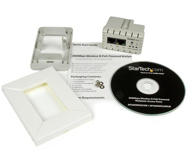 Startech.com 300 Mbps 2T2R draadloos-N Access Point met wandmontage 2,4 GHz 802.11b/g/n wifi-toegangspunt met PoE-voeding