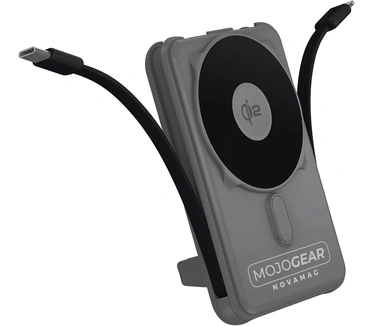 Mojogear NovaMag All-in-1 Powerbank 10.000 mAh – Draadloos Qi2 & ingebouwde kabels – Grijs