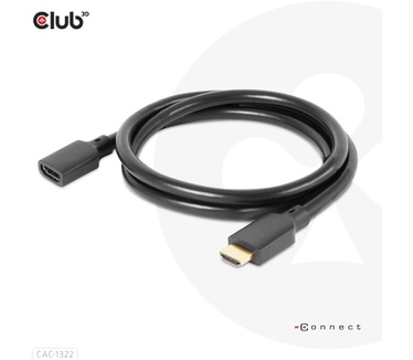 Club 3D Ultra High Speed HDMI Extension Cable 4K120Hz 8K60Hz 48Gbps M/F 1 m / 3.28 ft 30AWG