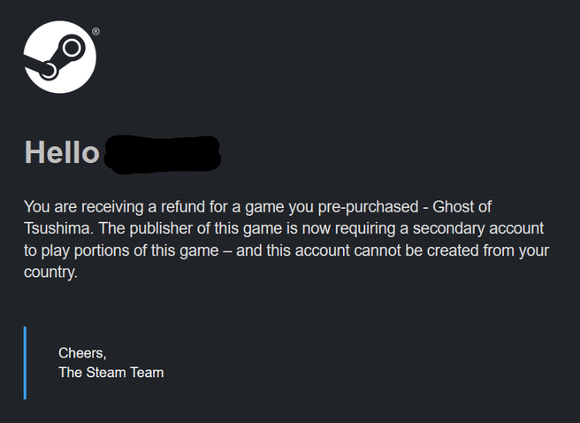 Refund Ghost of Tsushima