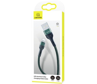 Usams U55 Gevlochten Lightning Kabel (100cm) - Groen