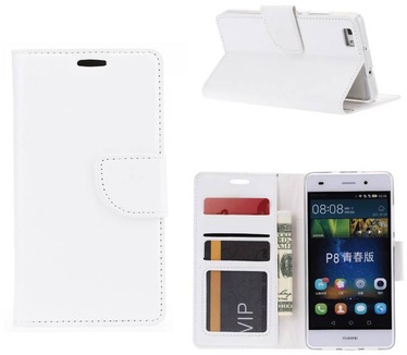 Luxe Lederen Bookcase hoesje voor de Huawei P8 Lite - Wit (Huawei P8 Lite) Wit